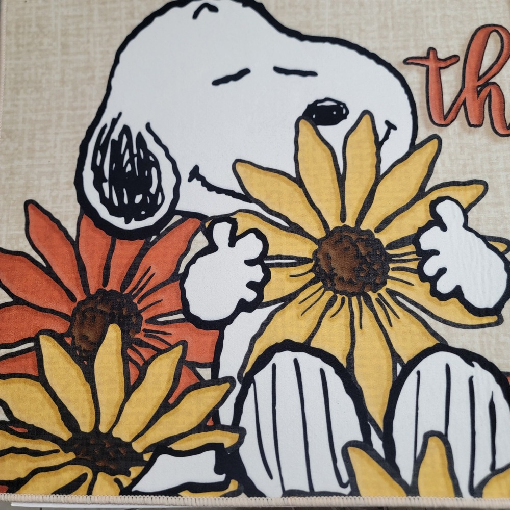 NEW Peanuts Snoopy Accent Rug 20x32 "Be Thankful Sunflower Mat Thanksgiving Fall